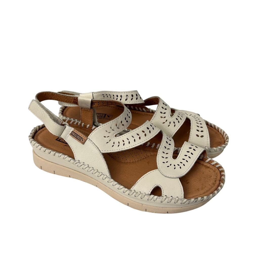 Pikolinos Sandals Womens Size 9 Altea Wedge Ankle Strap Ivory Comfort